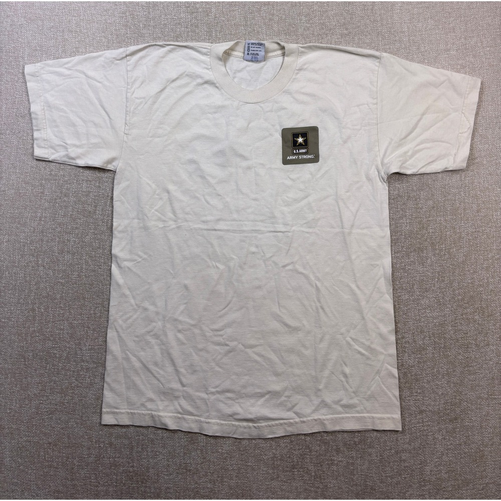 Vintage Bayside US Army Strong Challenge T-Shirt Mens Large Cream Made in USA